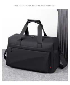 Grande borsa da viaggio nera di grande capacita per uomo, borsa sportiva per brevi viaggi.