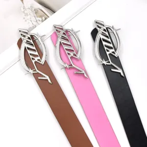Dames mode tailleriem Y2K stijl PU lederen band met unieke metalen gesp jeansriem