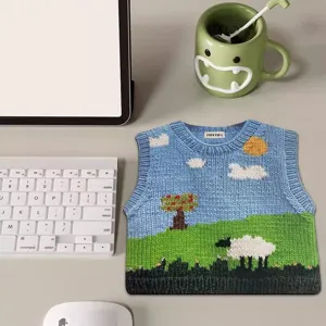 Tappetino per mouse con stampa maglione lavorato a maglia, carino tappeto da scrivania.