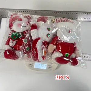 Σετ 3 χριστουγεννιάτικα λούτρινα στολίδια βάρους 109,1g με σχέδια Άγιου Βασίλη