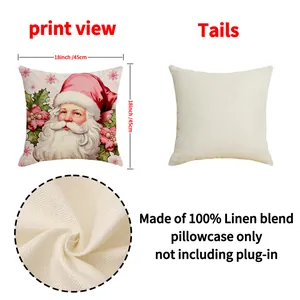 Vintage Santa Claus 18x18 inch linen blend pillowcase for Christmas holiday home decor