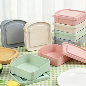 Toast Form Sandwich Box Weizenstroh Tragbare Bento Box Für Kinder Schule Picknick Mittagessen Behälter