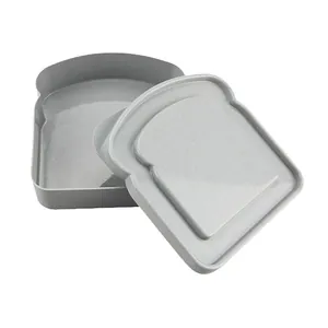 Tragbare graue Weizenstroh-Lunchbox mit toastförmigem Deckel für Sandwiches und Brot