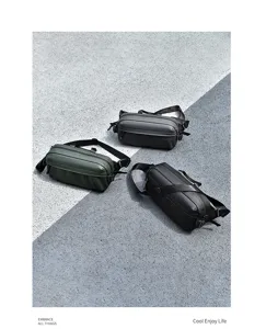 Outdoor functional techwear chest bag, waterproof commuter messenger bag for men, sports style.
