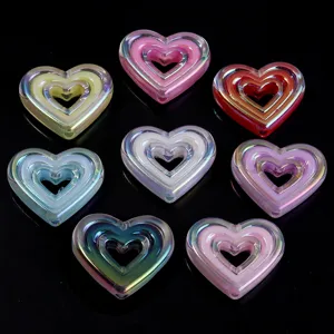 Perles de cœur en acrylique UV colorées pour la fabrication de bijoux DIY, bracelets.