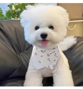 Cute floral pet bandana for small medium dogs handmade puppy bib stylish pet neckwear accessory