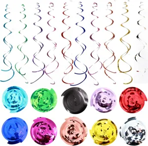 PVC Spiral Hanging Decorations Swirl Streamers Ceiling Garland For Birthday Party Wedding Festival Background Wall Decor