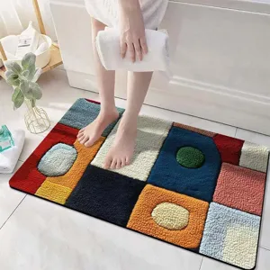 Geometric Absorbent Bath Mat Non-Slip Diatom Mud Floor Rug for Bathroom Shower Detail