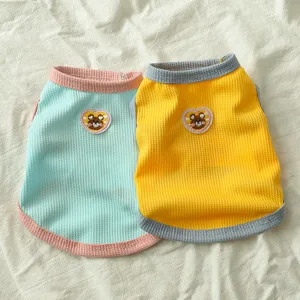 Summer thin dog vest cute waffle pet clothes small dog puppy apparel breathable tank top