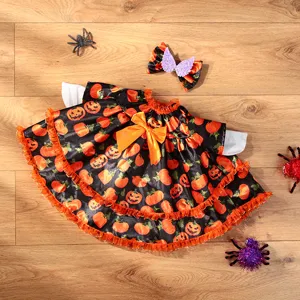 Halloween goose costume set with pumpkin pattern dress and bow accessories for holiday porch decor.