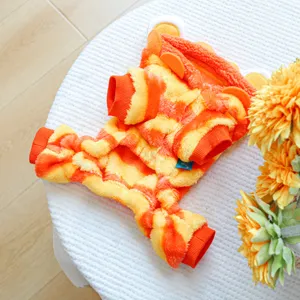 Süße orange Plüsch Hundekleidung, weicher Winter warmer Haustier Vierbeiner Kostüm Welpe.