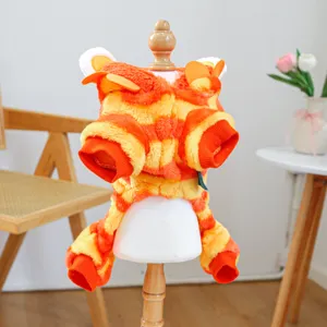 Süßes Haustier Winter Fleece Kostüm für kleine Hunde Welpen, warme orange Plüschbekleidung.