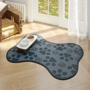 Alfombrilla para comederos de mascotas en tierra de diatomeas, antideslizante impermeable