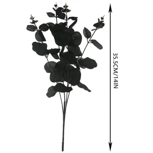 Black artificial eucalyptus branch Halloween party home decor plastic plant 35.5cm tall