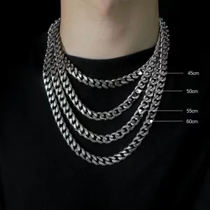 Men Women Stainless Steel Cuban Link Chain Necklace Heavy Punk Hip Hop Thick Curb Chain Fashion Jewelry Gift