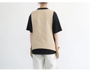 Gilet de travail kaki pour personnel de cuisine, tablier de chef multi-poches practical.