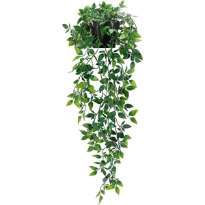 Plante artificielle suspendue en pot feuilles vertes vigne fausse décoration murale intérieur