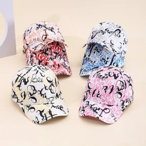 Unisex fashion graffiti tie-dye baseball hat stylish hip-hop casual outdoor sun protection cap.