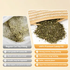 Natural catnip pillow cat toy with 100% dried cat mint filling, safe durable pet toy.