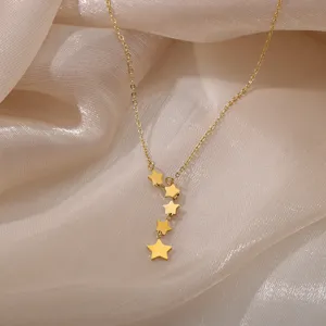 Gold-plated multi-star pendant clavicle chain elegant necklace for daily wear fashion