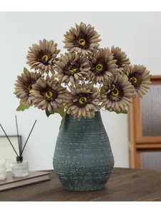 10-Kopf künstliche Gänseblümchen Seidenblumen Strauß Heimtisch Dekoration Fotografie Requisite