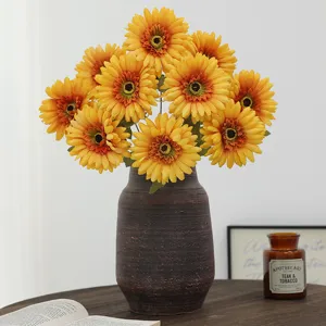 Künstlicher Sonnenblumen Blumenstrauß 10 Köpfe Falsche Gänseblümchen für Deko Hochzeit Foto