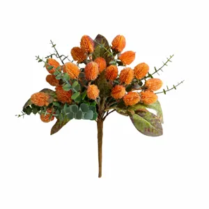 Artificial Banksia flower bouquet vintage orange decorative faux floral arrangement home decor