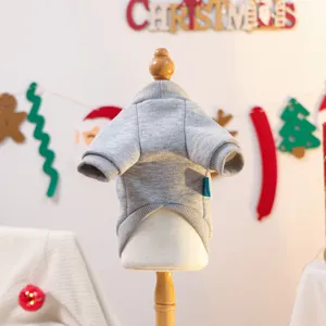Grey pet dog sweatshirt puppy winter clothes cute holiday apparel soft casual pet costume 1pc