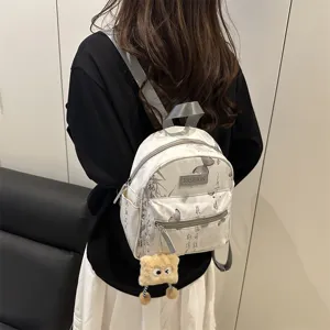 Chic Chinese style butterfly print mini backpack detail view, casual women's fashion daypack bag