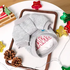 Grey pet dog sweatshirt winter warm fleece puppy clothes cute holiday apparel for small dogs
