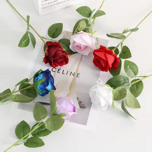 Rose in velluto artificiale bouquet di fiori finti per decorazione matrimonio casa festa