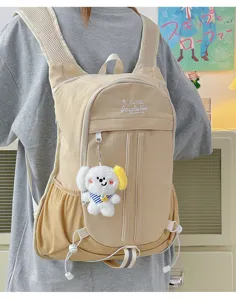 Cute college style canvas backpack with large capacity school bag for students daily use