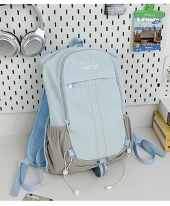 Cute aesthetic college style backpack for school students with large capacity and multi pockets.
