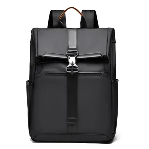 Men's Roll-Top Backpack Large Capacity Business Casual Travel Laptop Bag Waterproof Oxford Fabric Urban Minimalist Bookbag