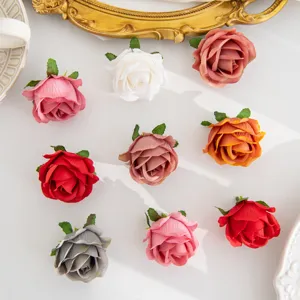 Cabezas de rosas de seda artificial para coronas de boda DIY, decoración del hogar y arreglos.