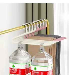 Stainless steel multi-layer pants hanger, space-saving Z-shape trousers rack for wardrobe.