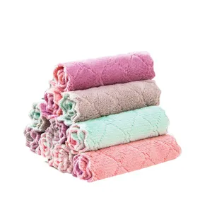Thick microfiber cleaning cloths, soft absorbent kitchen dish towels in pastel colors.