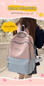 Korean style canvas school backpack large capacity student daily travel casual daypack bag