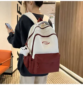 Korean style college backpack large capacity contrast color student bag lightweight