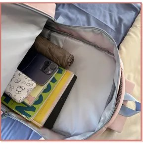 Large capacity student backpack interior detail showing organized compartments for daily use