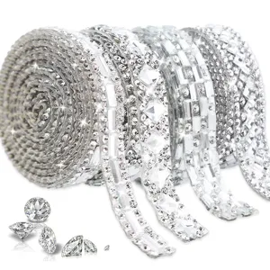 Self Adhesive Rhinestone Strip Glass Crystal Drill Sticker For DIY Crafts Garment Accessories Fashion Decor