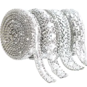 Self-adhesive rhinestone ribbon roll sparkling crystal trim for DIY crafts clothing accessories.