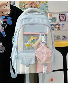 Cute pastel ita bag backpack large capacity school bag with transparent window and cute charms