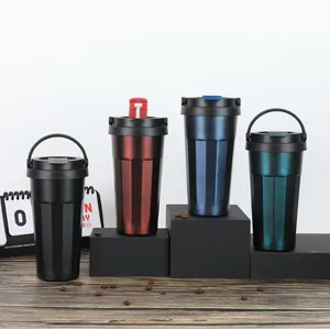 Stainless steel travel coffee mug set with handle multi-color portable insulated cups