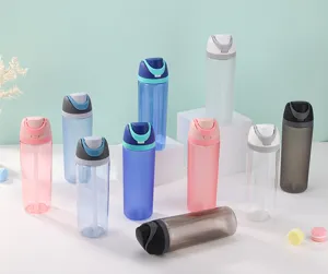 Large capacity plastic sports water bottle with dual-drink straw for outdoor fitness.