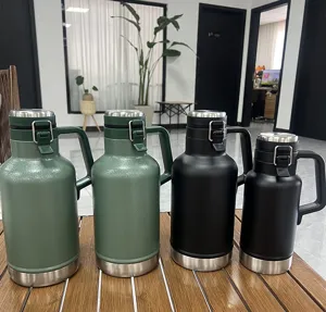 Ανοξείδωτη κούπα μπύρας και θερμός 1900ml με λαβή για φορητή χρήση σε εξωτερικούς χώρους.