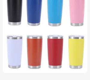20oz stainless steel double wall vacuum insulated tumbler multi color travel coffee mug detail view