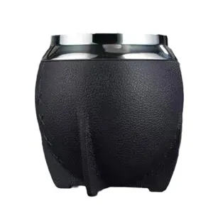 Stainless steel yerba mate cup double wall thermally insulated black gourd cup for tea coffee