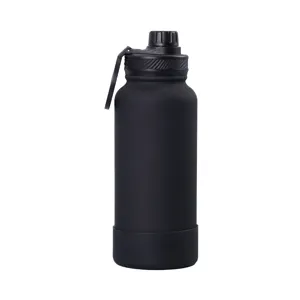 Stainless Steel Vacuum Insulated Water Bottle With Magnetic Phone Holder Large Capacity Portable Travel Tumbler Cup