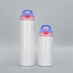 Stainless steel sublimation blank tumbler water bottle with straw and portable lid for kids diy.